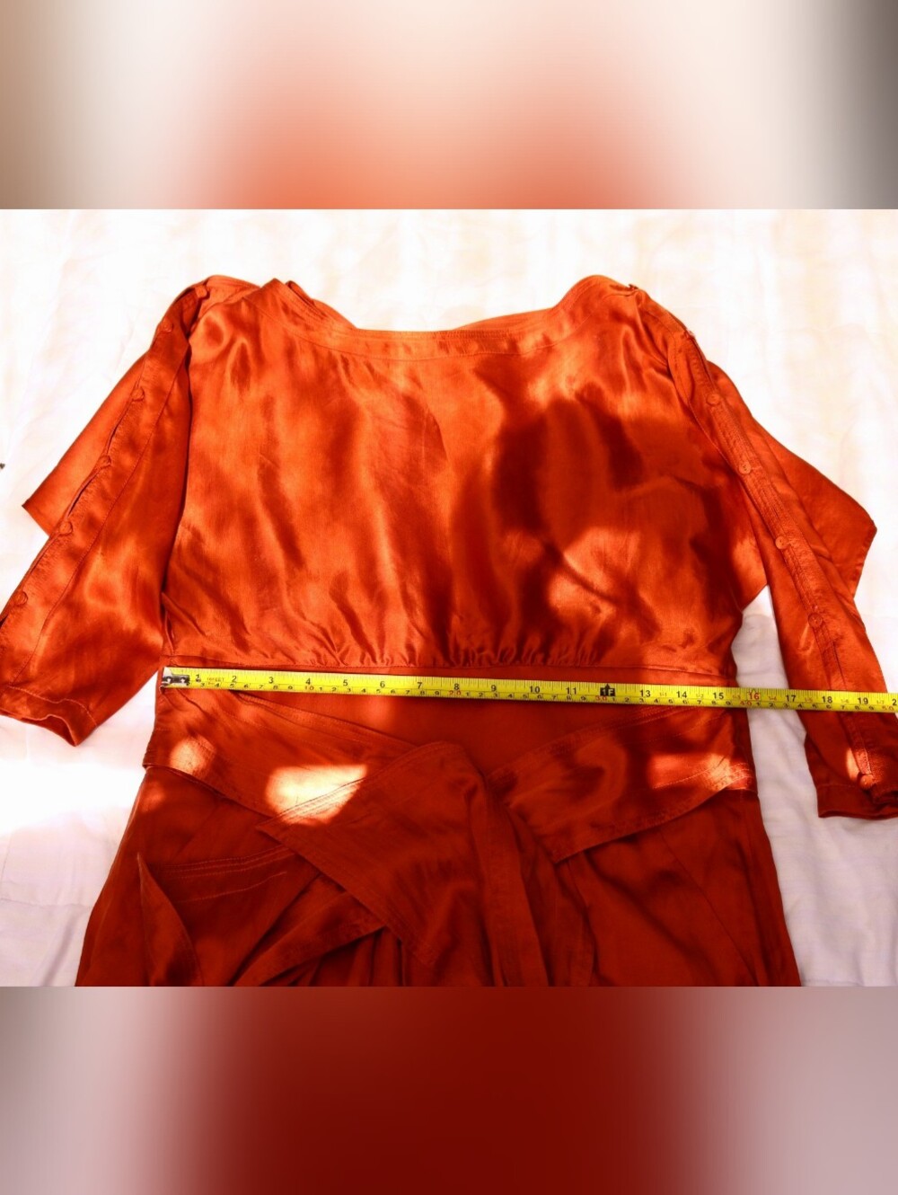 HUGO BOSS Orange Akena Silk Cotton Dress US 6 Burnt Orange - Picture 10 of 15